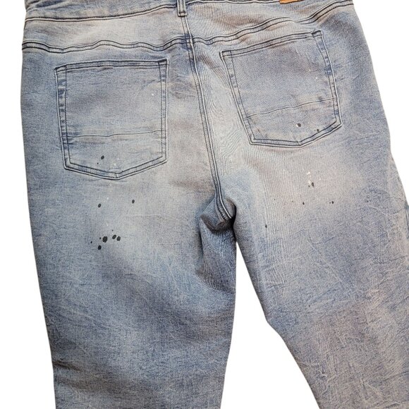 PacSun Men's Stacked Skinny Distressed Paint Splatter Jeans 36x32 Preowned Good - Picture 4 of 9